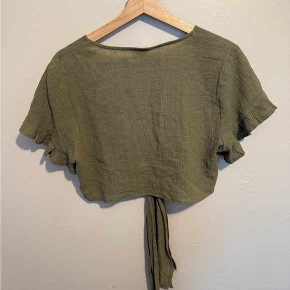Princess Polly Honey Honey Olive Green Crossover Crop Top Size 6 Boho Vacation - Picture 10 of 13